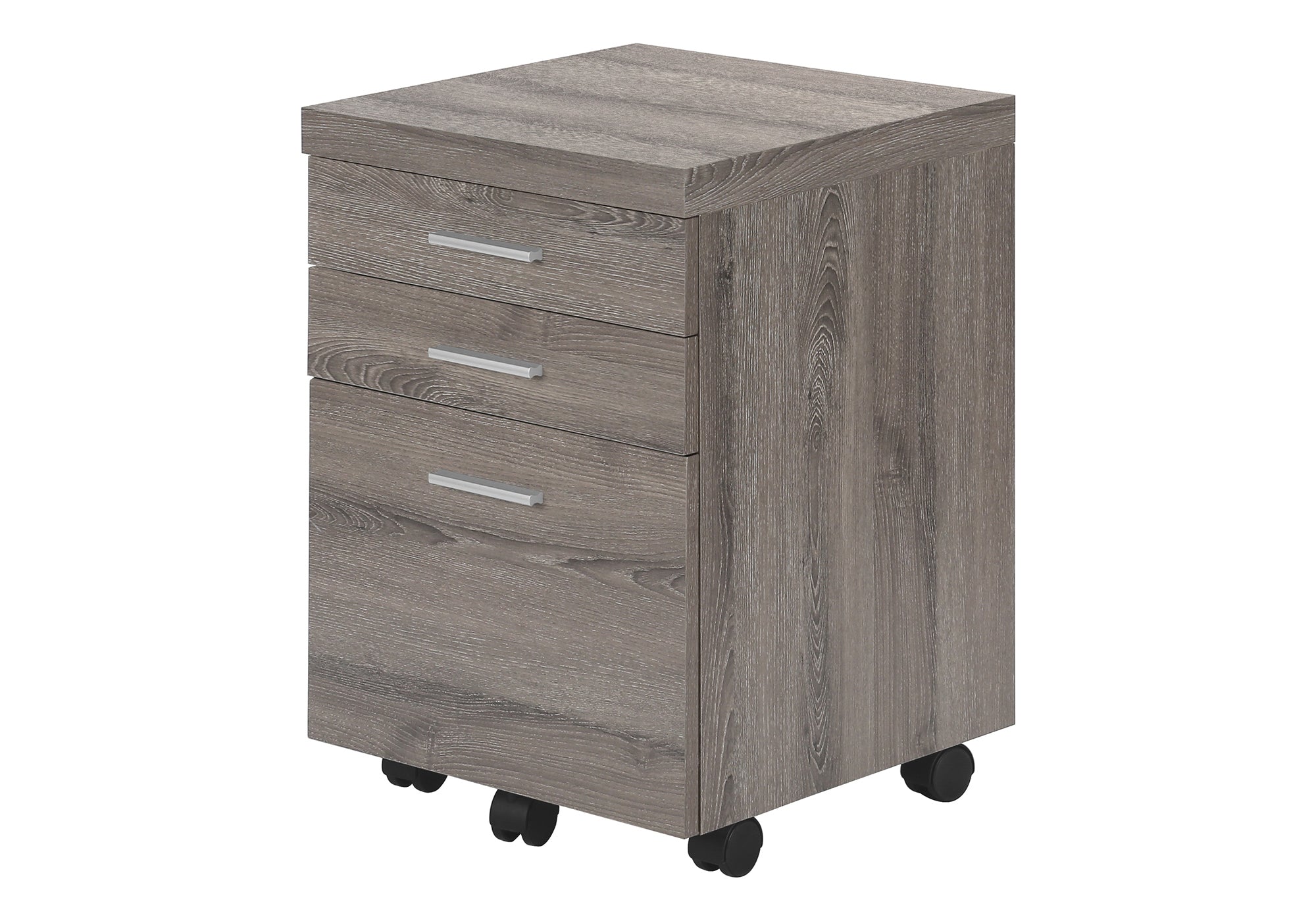 FILING CABINET - 3 DRAWER / DARK TAUPE ON CASTORS