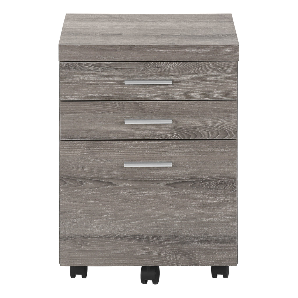 FILING CABINET - 3 DRAWER / DARK TAUPE ON CASTORS