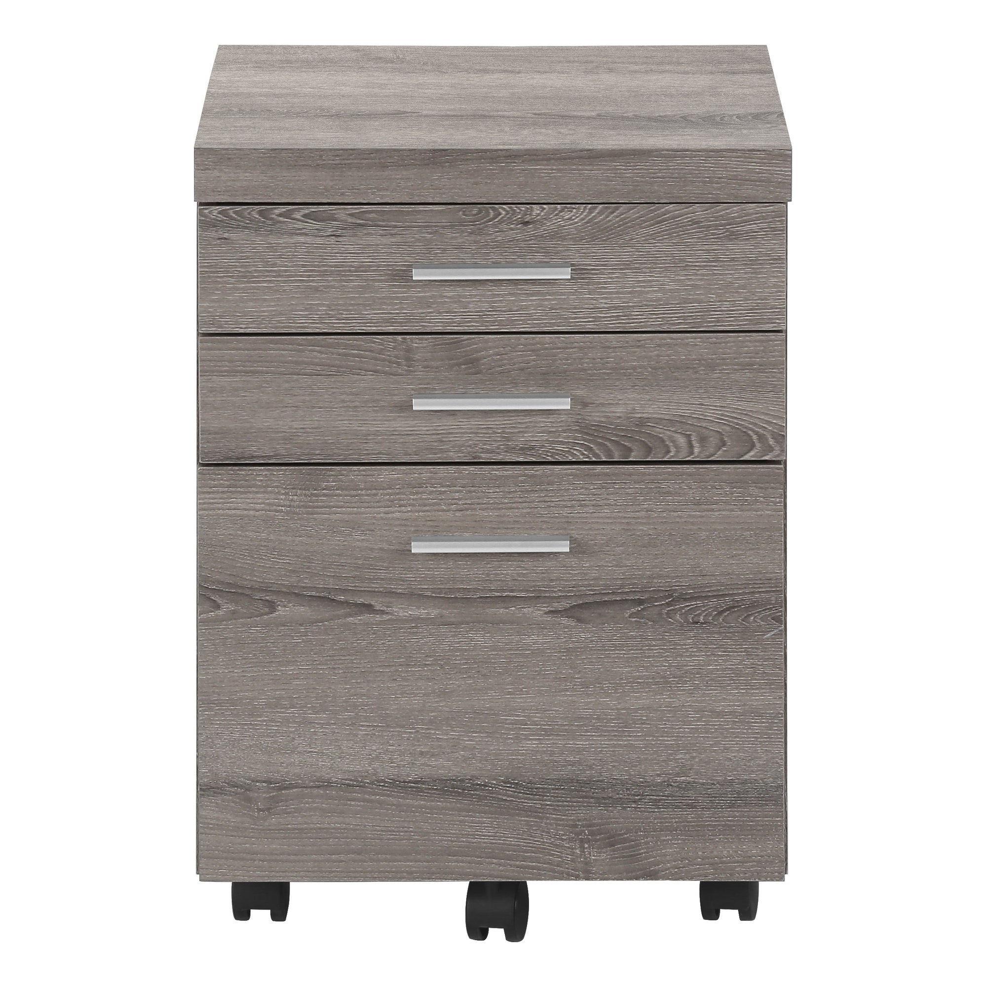 FILING CABINET - 3 DRAWER / DARK TAUPE ON CASTORS