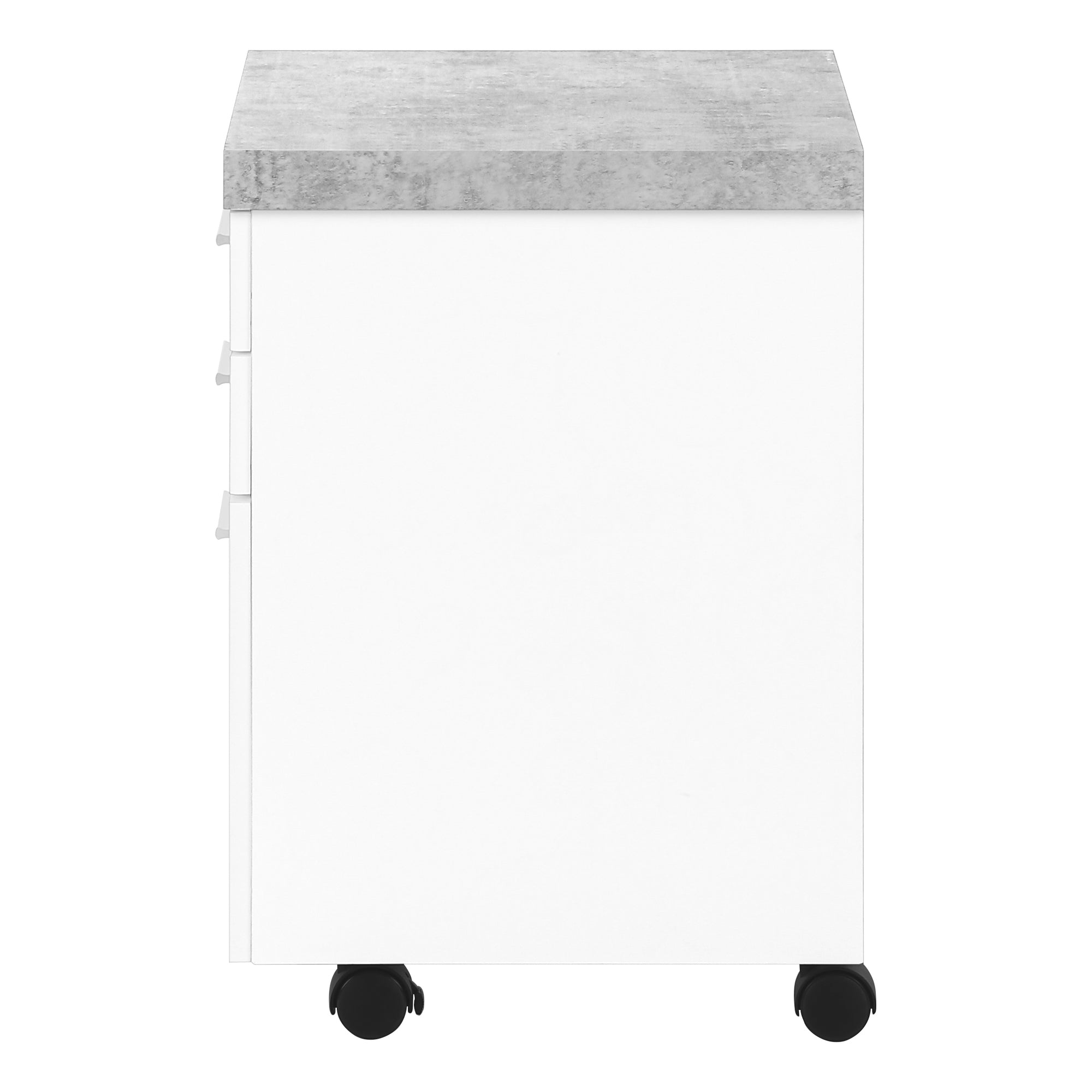 FILING CABINET - 3 DRAWER / WHITE / CEMENT-LOOK ON CASTOR