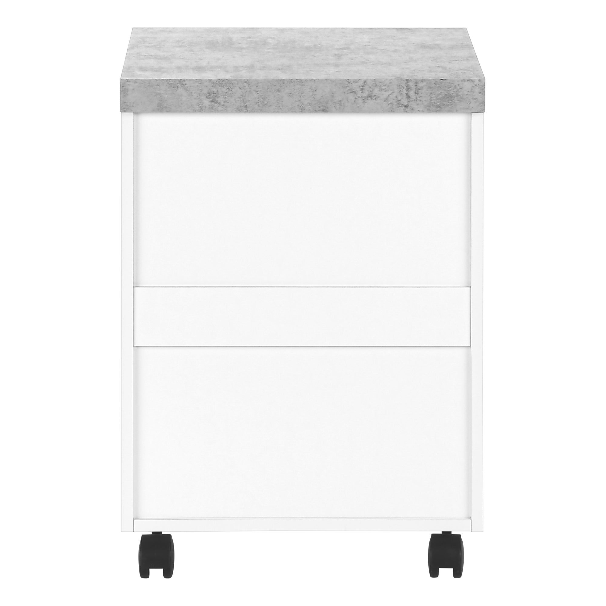 FILING CABINET - 3 DRAWER / WHITE / CEMENT-LOOK ON CASTOR