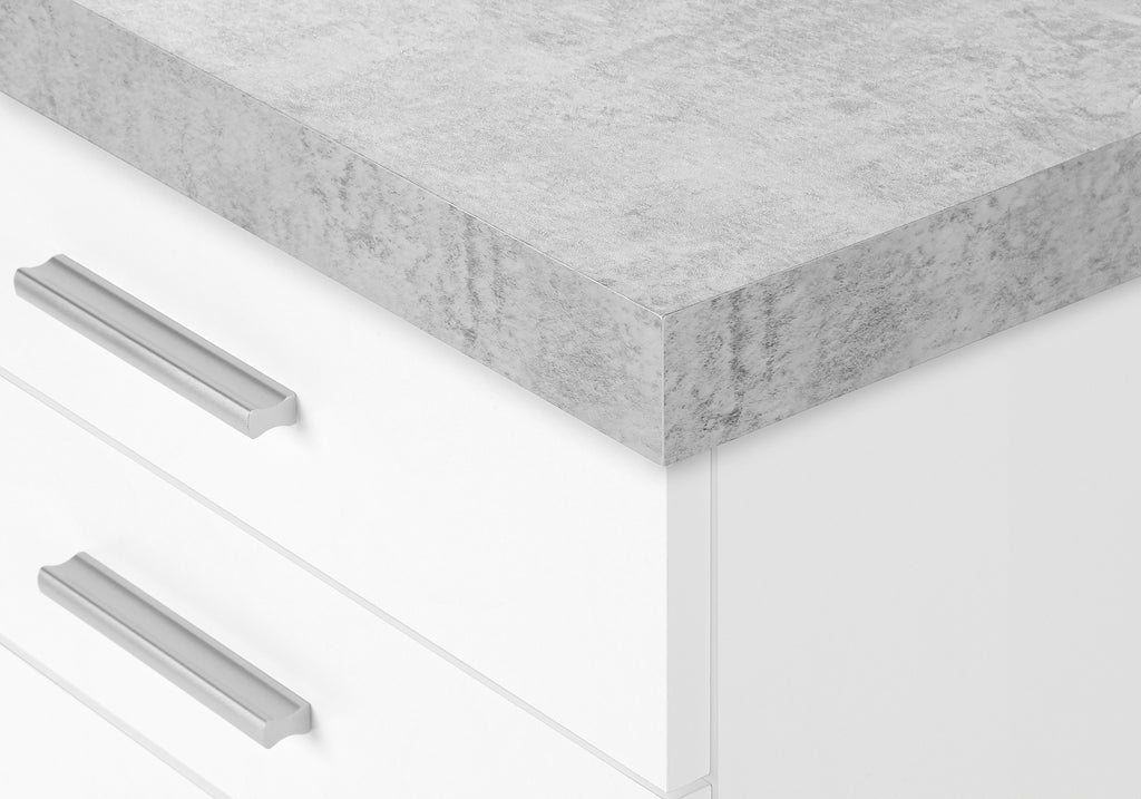 FILING CABINET - 3 DRAWER / WHITE / CEMENT-LOOK ON CASTOR