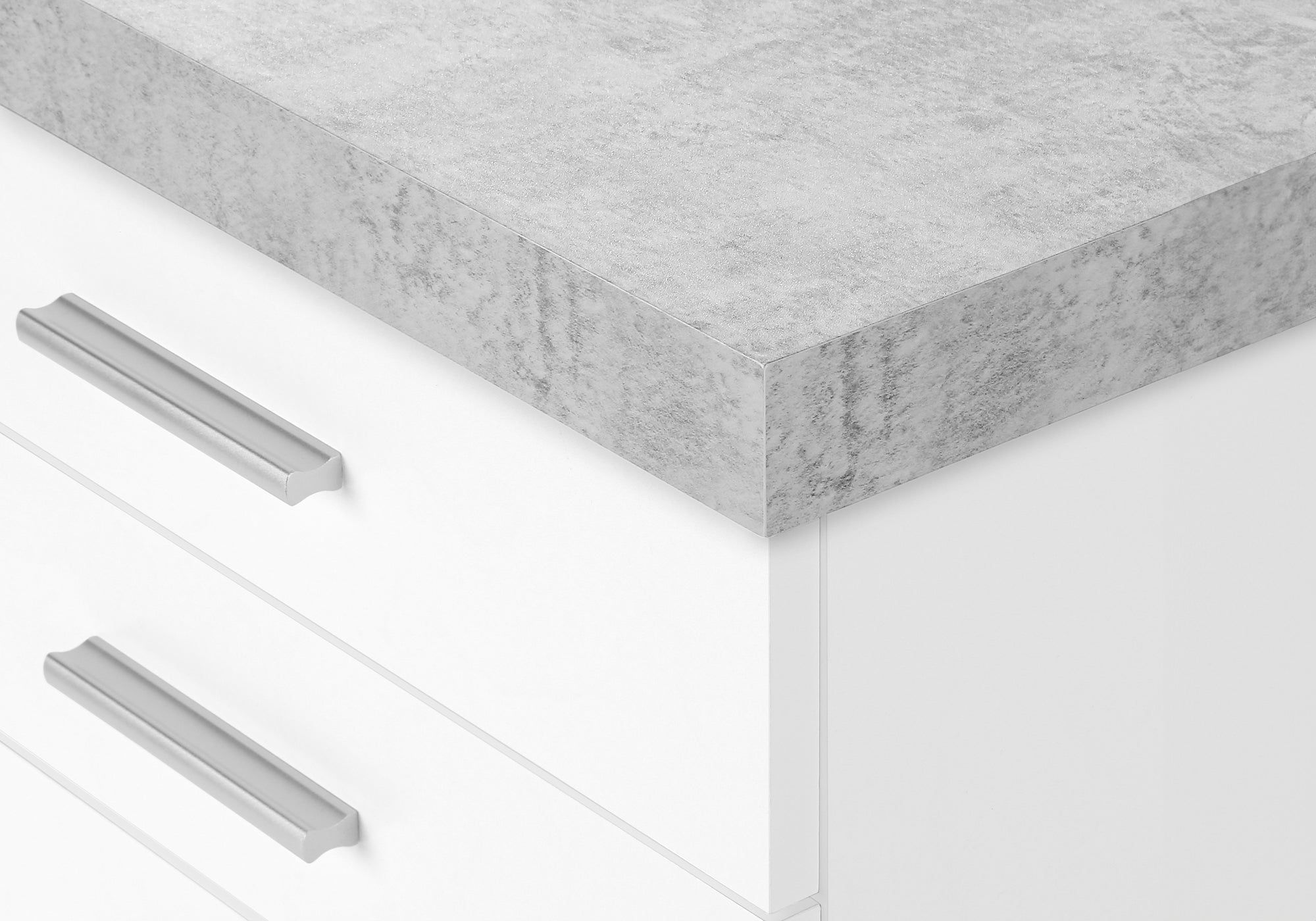 FILING CABINET - 3 DRAWER / WHITE / CEMENT-LOOK ON CASTOR