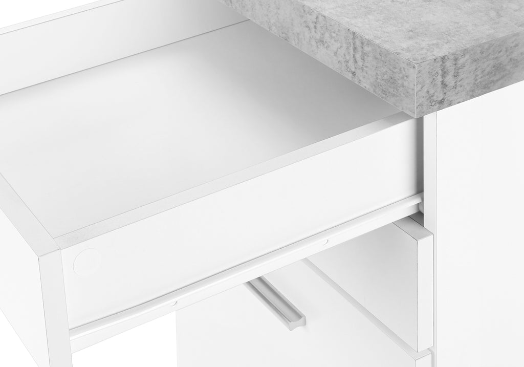 FILING CABINET - 3 DRAWER / WHITE / CEMENT-LOOK ON CASTOR