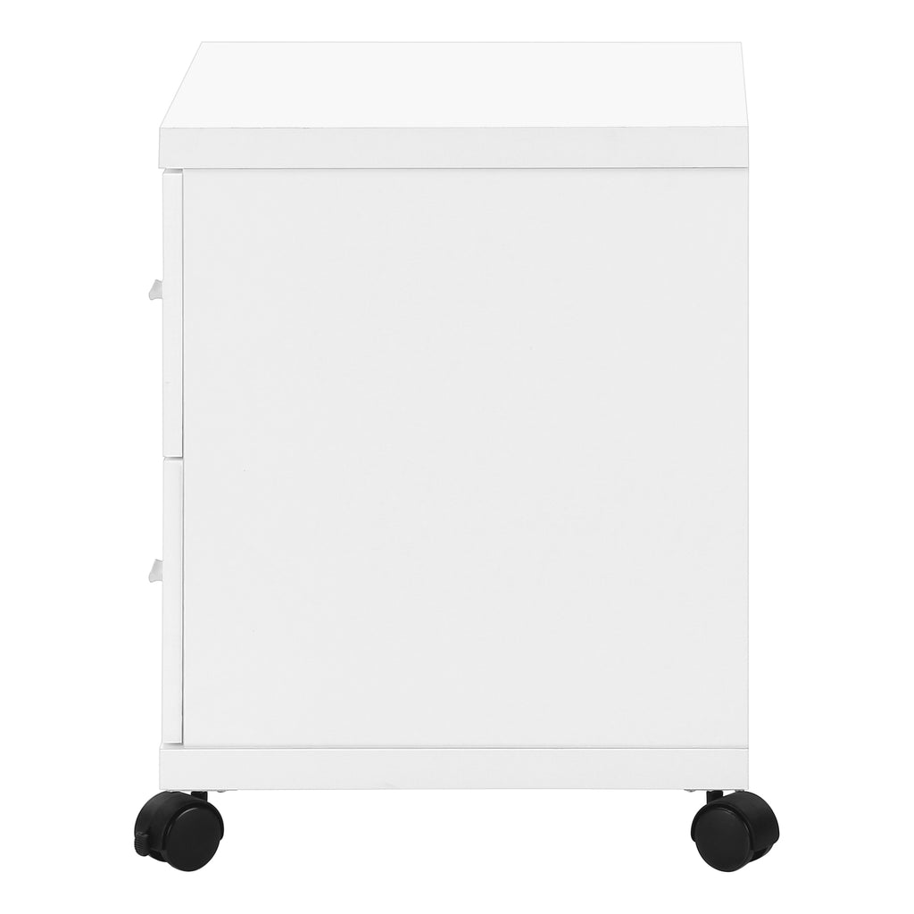 OFFICE CABINET - WHITE WITH 2 DRAWERS ON CASTORS