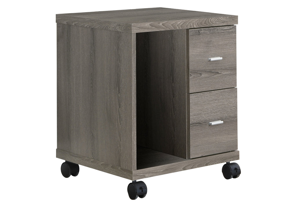 OFFICE CABINET - DARK TAUPE WITH 2 DRAWERS ON CASTORS