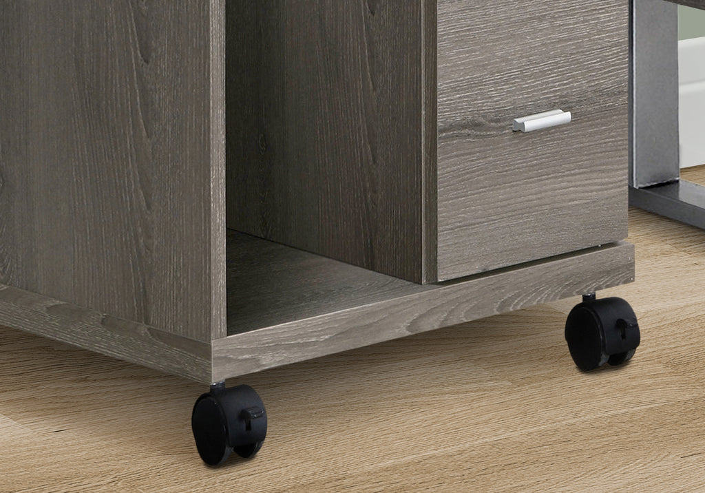OFFICE CABINET - DARK TAUPE WITH 2 DRAWERS ON CASTORS