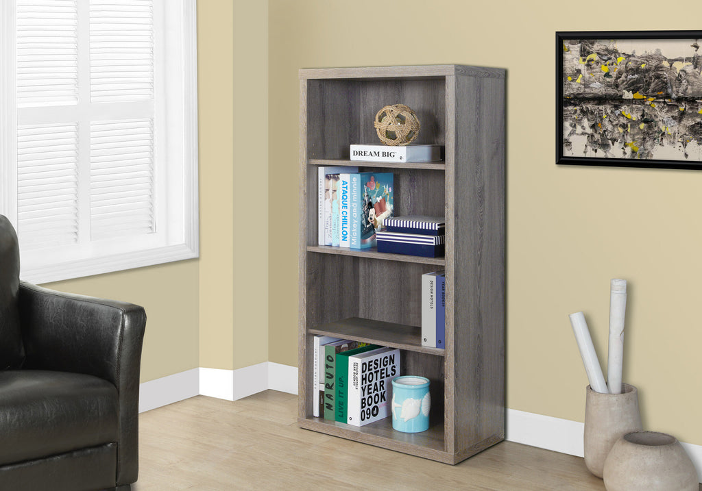 BOOKCASE - 48""H / DARK TAUPE WITH ADJUSTABLE SHELVES