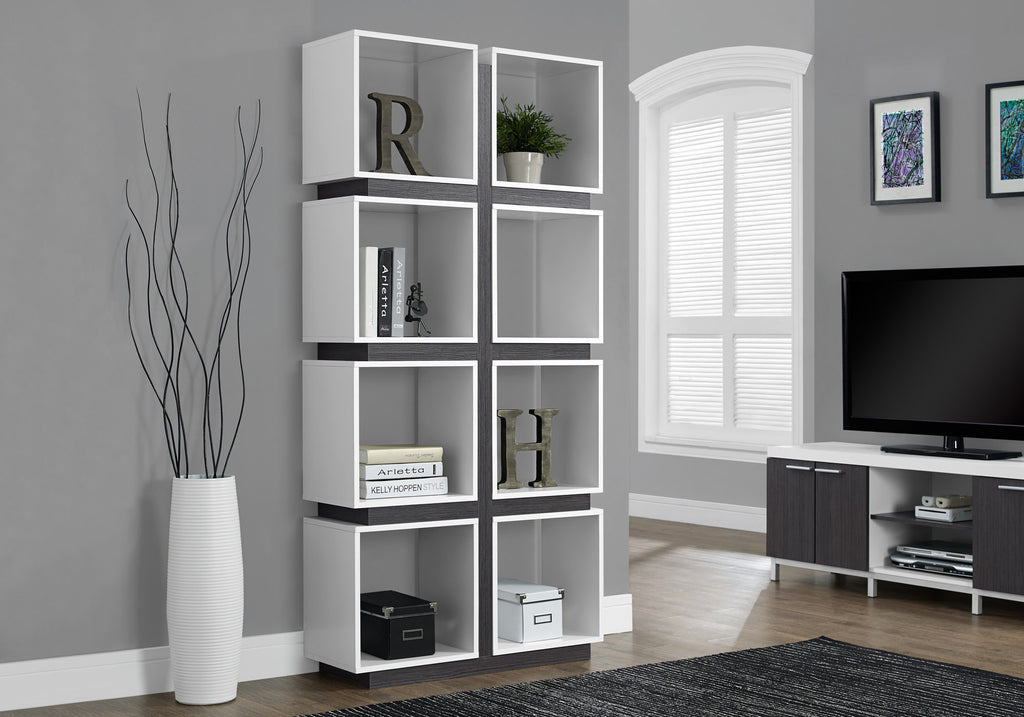 BOOKCASE - 71""H / WHITE / GREY