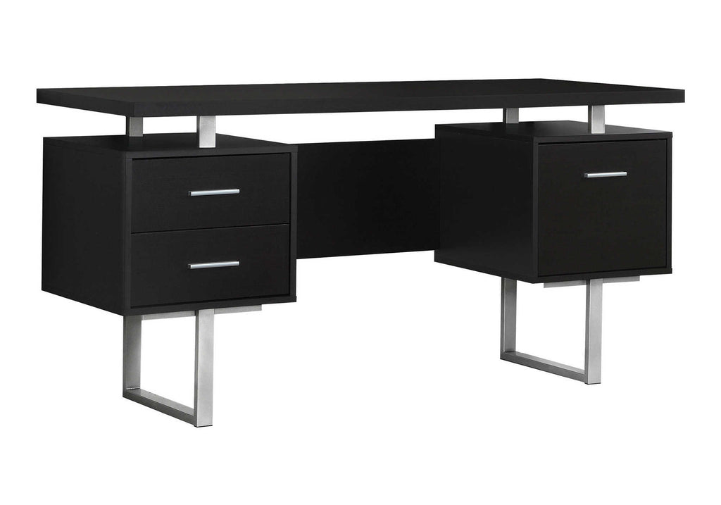 COMPUTER DESK - 60""L / ESPRESSO / SILVER METAL