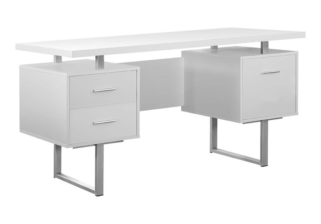 COMPUTER DESK - 60""L / WHITE / SILVER METAL