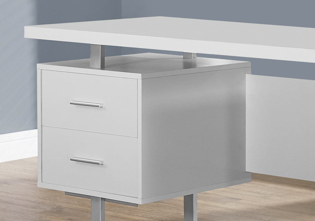 COMPUTER DESK - 60""L / WHITE / SILVER METAL