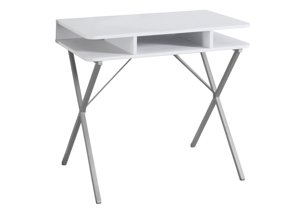 COMPUTER DESK - 31""L / WHITE TOP / SILVER METAL
