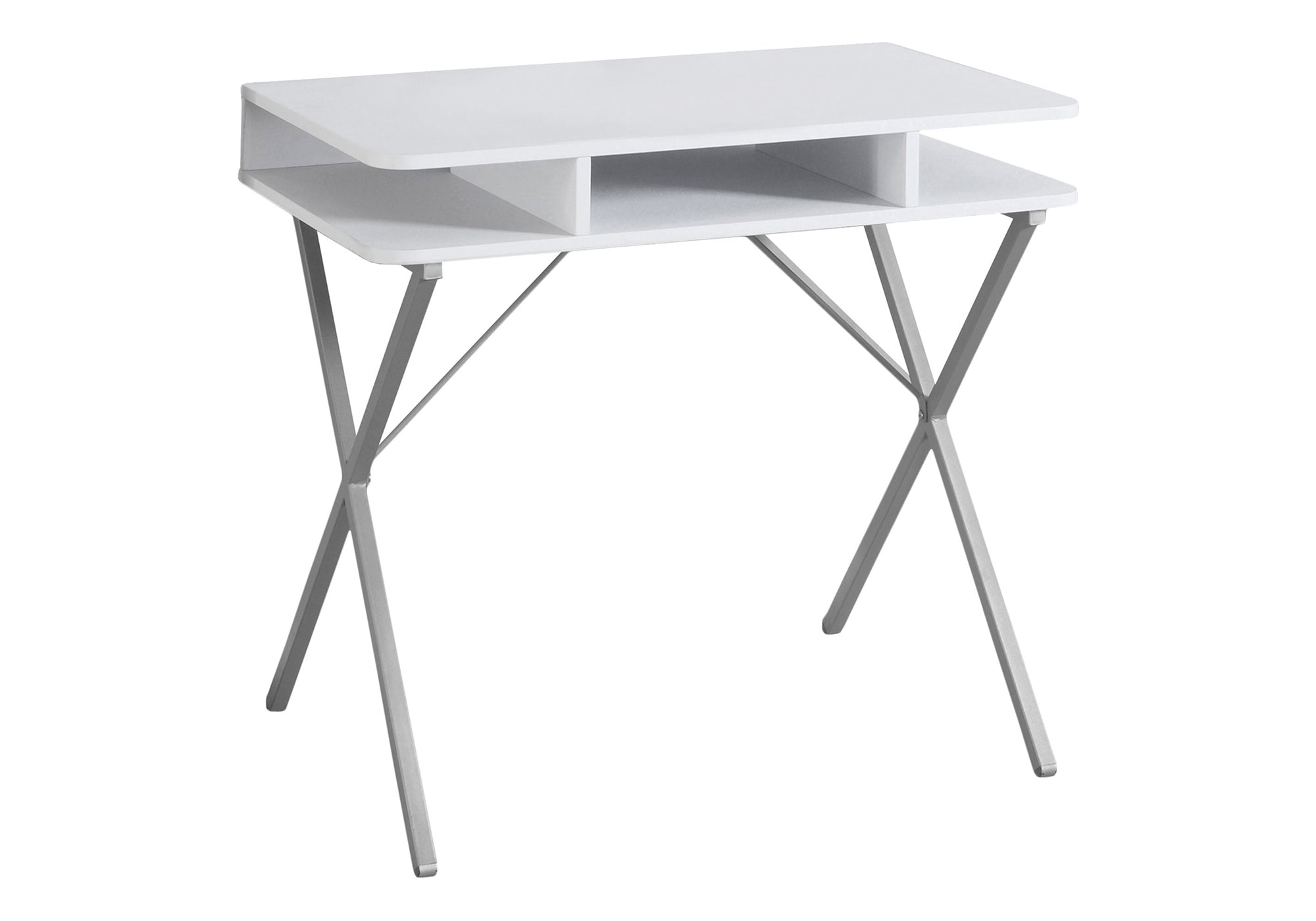 COMPUTER DESK - 31""L / WHITE TOP / SILVER METAL