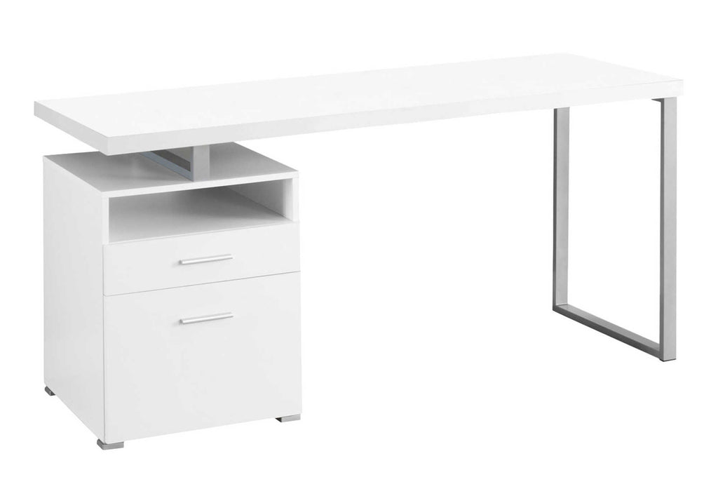 COMPUTER DESK - 60""L / WHITE / SILVER METAL