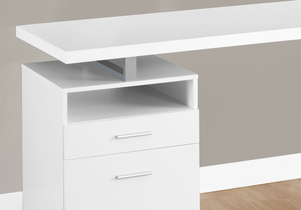 COMPUTER DESK - 60""L / WHITE / SILVER METAL