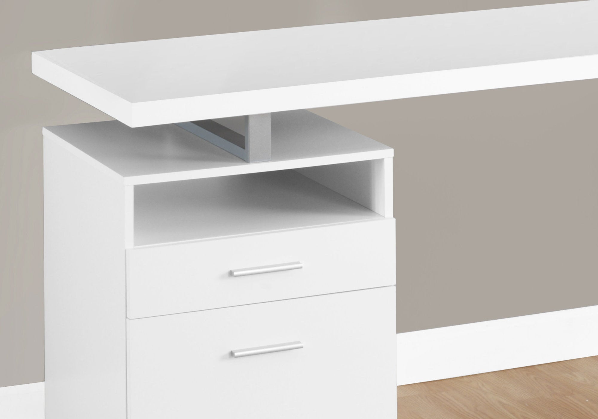 COMPUTER DESK - 60""L / WHITE / SILVER METAL