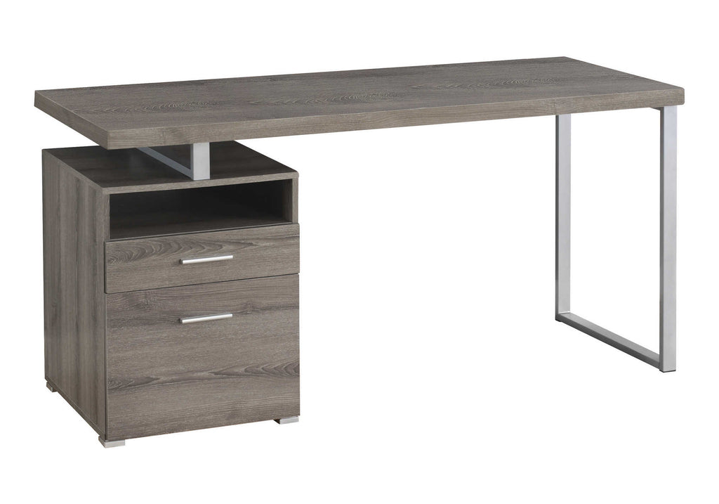 COMPUTER DESK - 60""L / DARK TAUPE / SILVER METAL