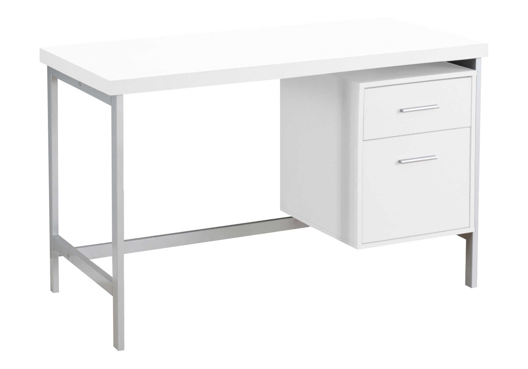 COMPUTER DESK - 48""L / WHITE / SILVER METAL