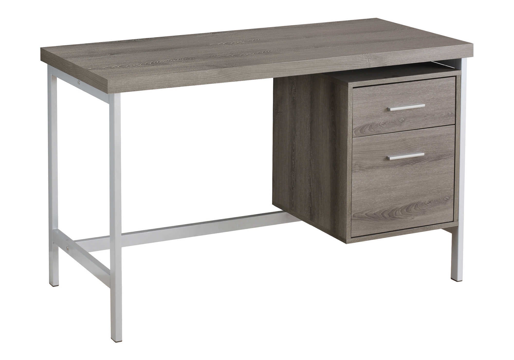 COMPUTER DESK - 48""L / DARK TAUPE / SILVER METAL
