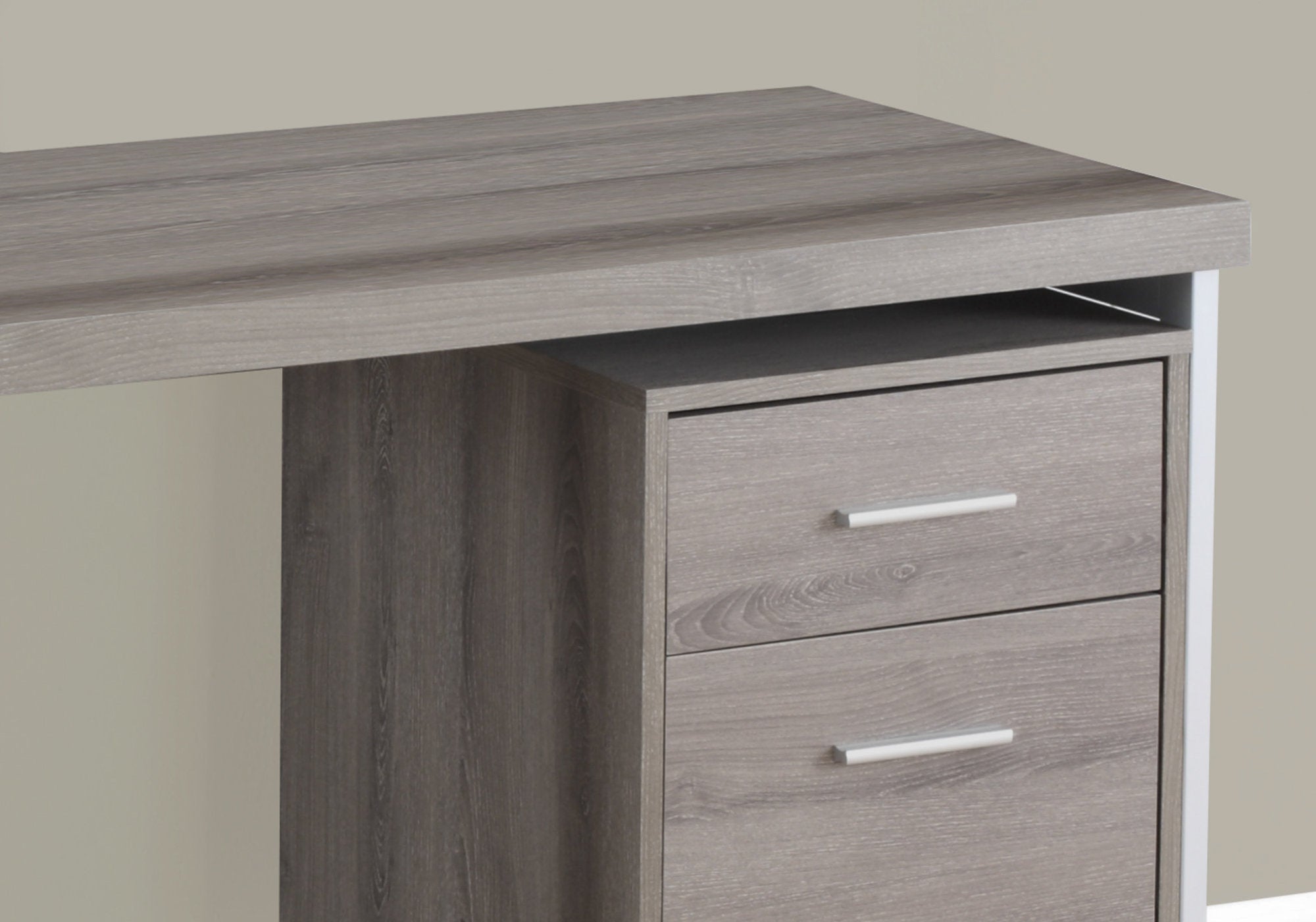 COMPUTER DESK - 48""L / DARK TAUPE / SILVER METAL