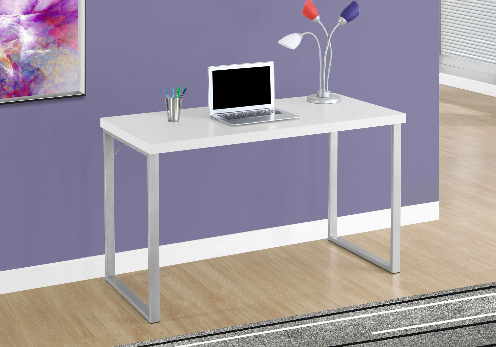 COMPUTER DESK - 48""L / WHITE / SILVER METAL