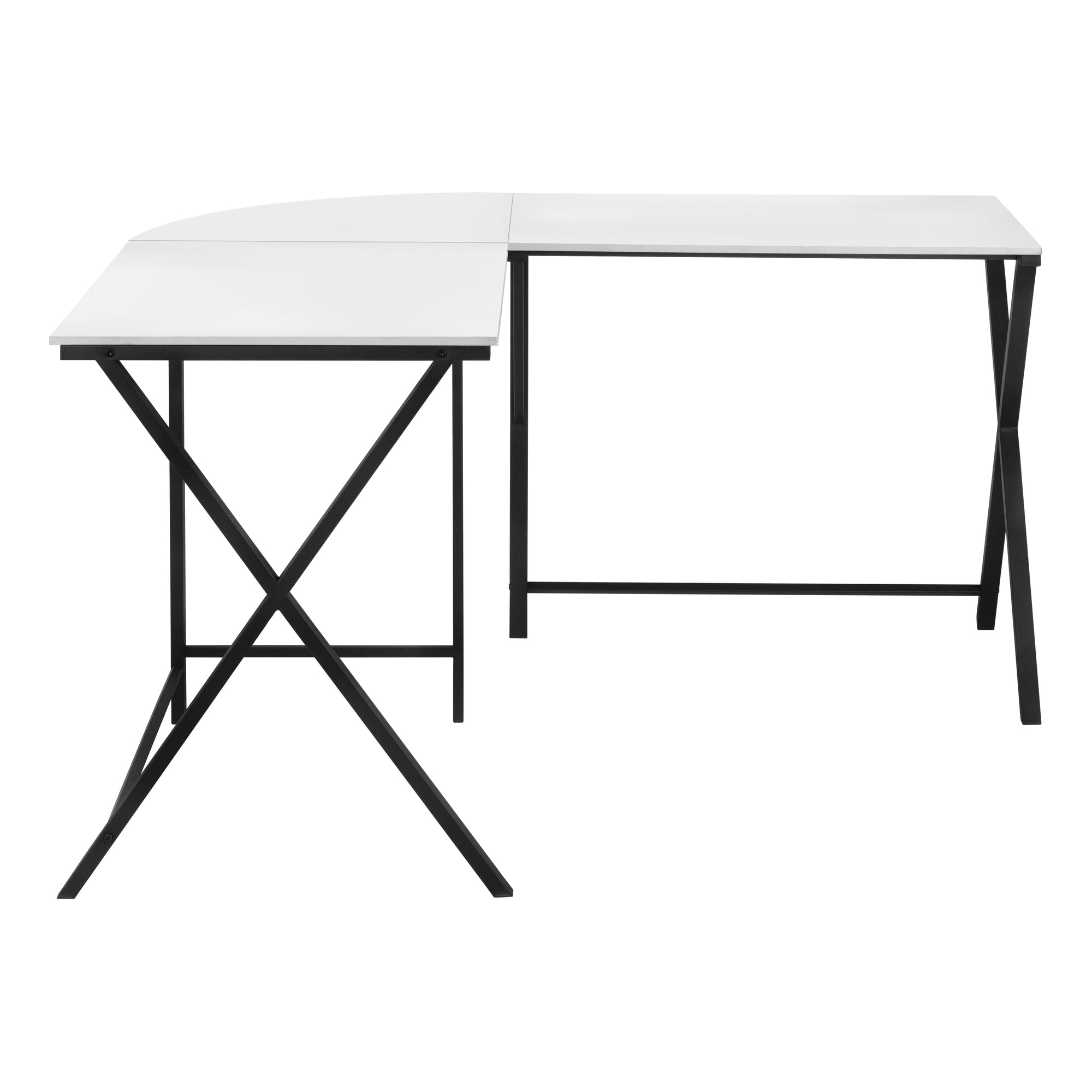 COMPUTER DESK - 55""L / WHITE TOP / BLACK METAL CORNER