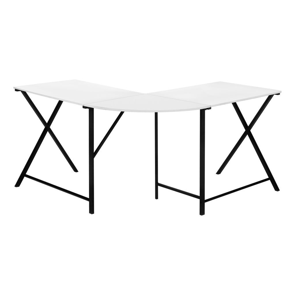 COMPUTER DESK - 55""L / WHITE TOP / BLACK METAL CORNER