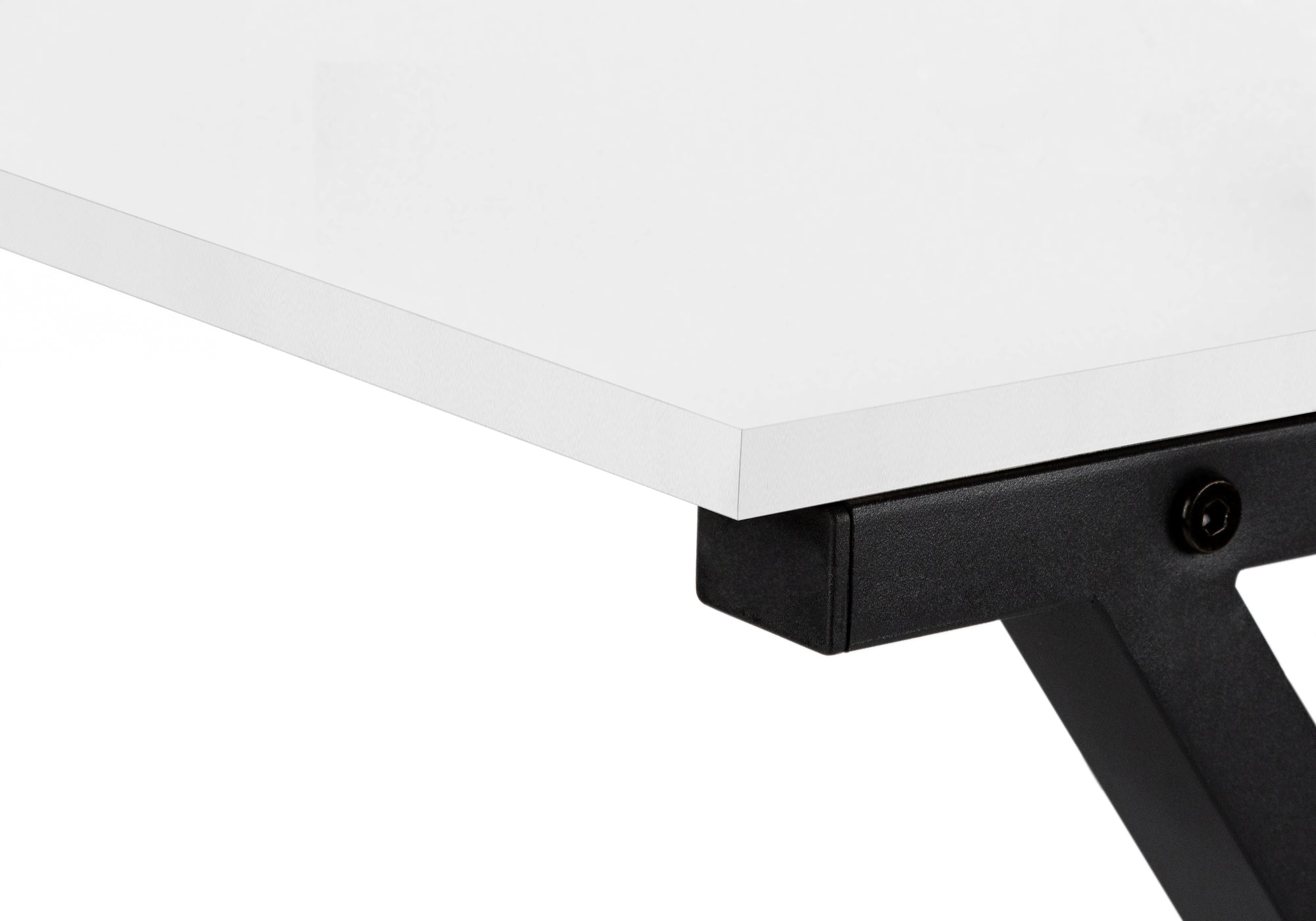 COMPUTER DESK - 55""L / WHITE TOP / BLACK METAL CORNER