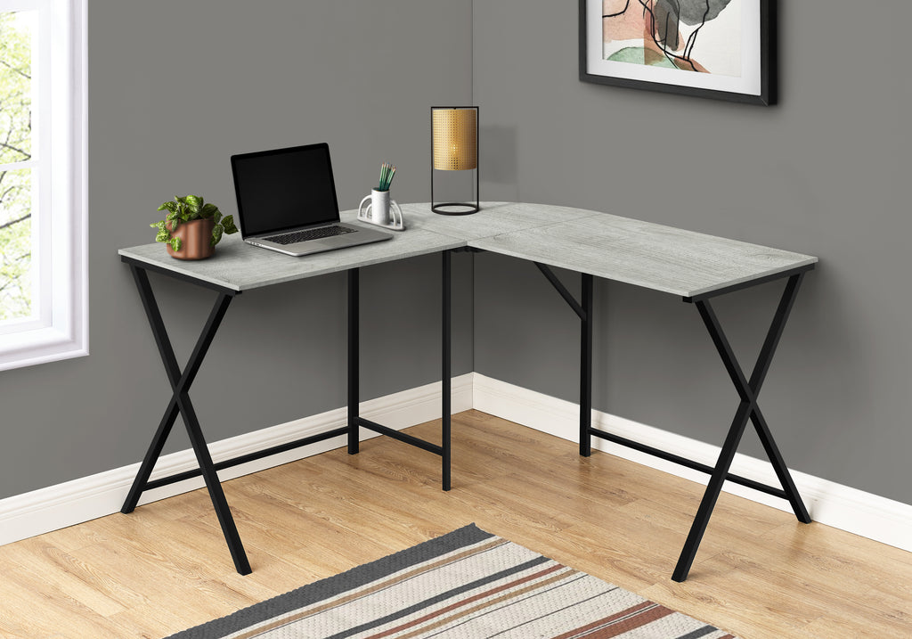 COMPUTER DESK - 55""L / GREY TOP / BLACK METAL CORNER