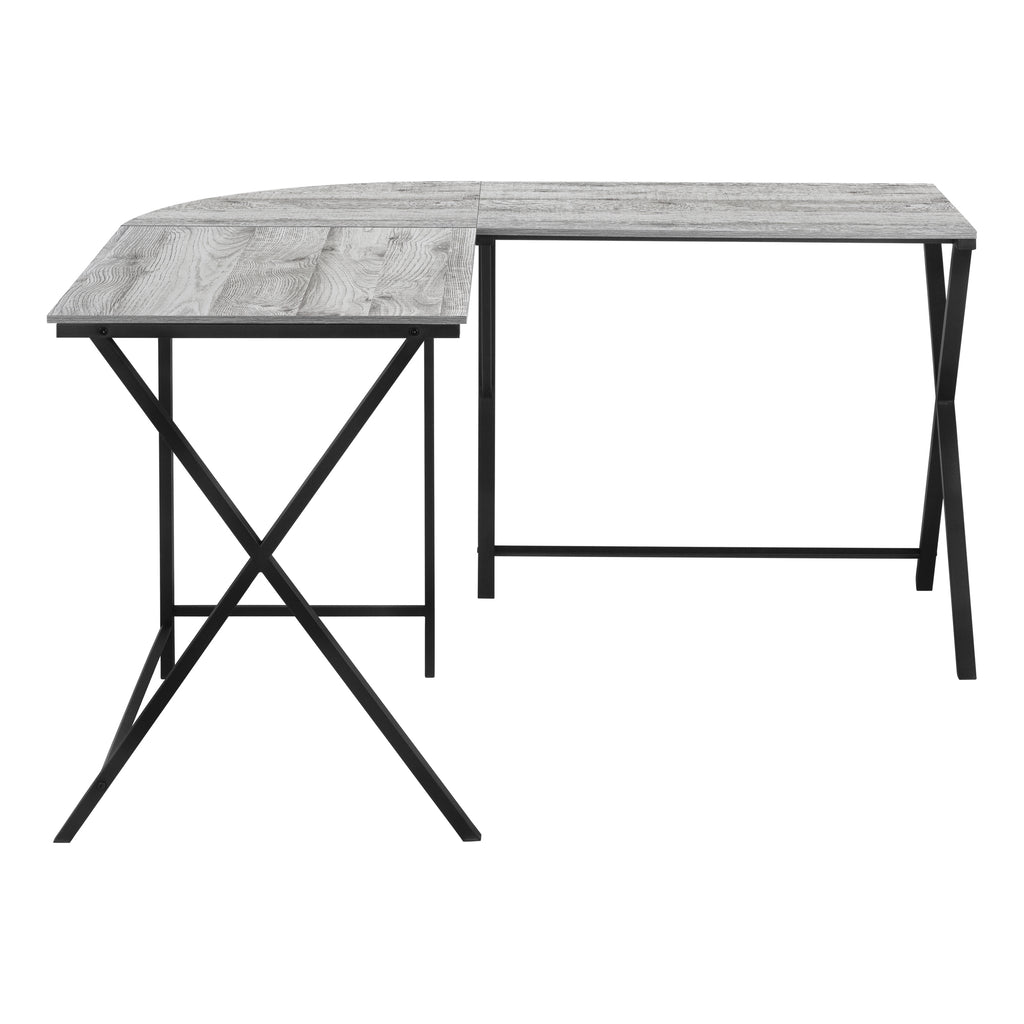 COMPUTER DESK - 55""L / GREY TOP / BLACK METAL CORNER