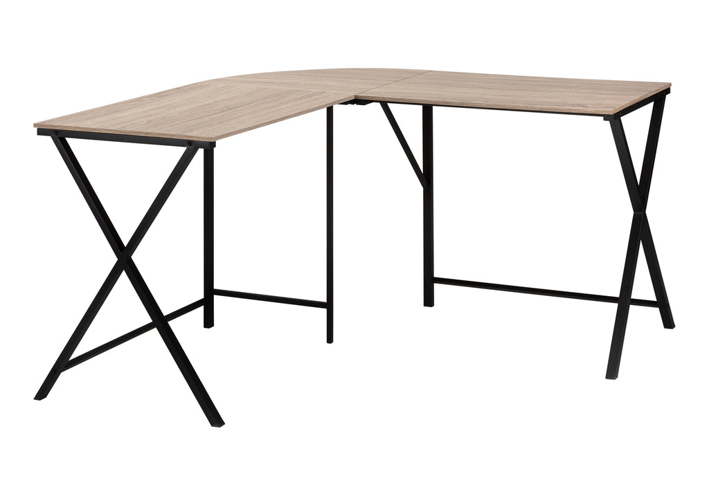 COMPUTER DESK - 55""L / DARK TAUPE TOP/ BLACK METAL CORNER