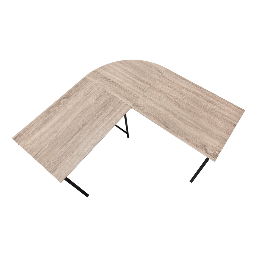 COMPUTER DESK - 55""L / DARK TAUPE TOP/ BLACK METAL CORNER