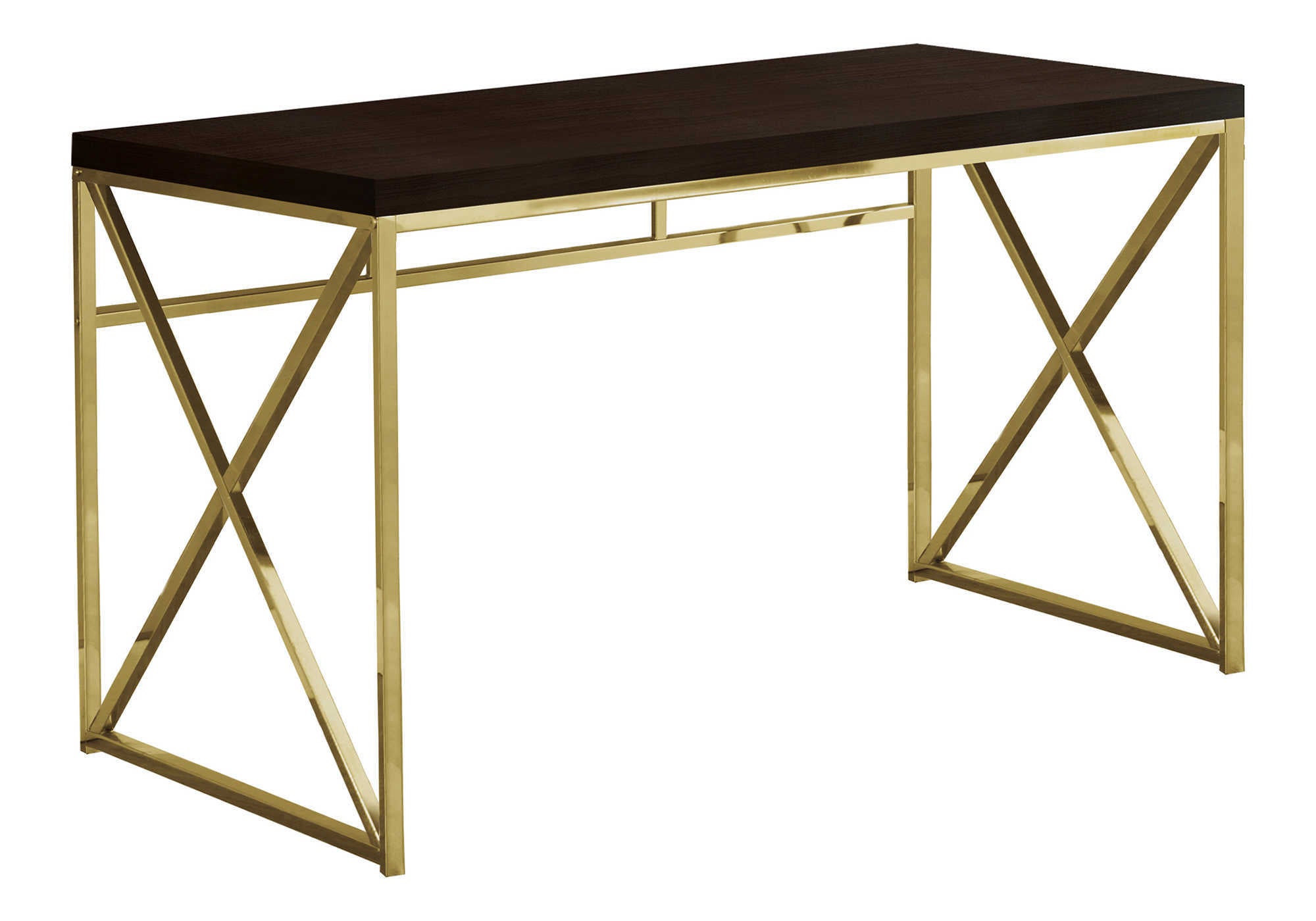 COMPUTER DESK - 48""L / ESPRESSO / GOLD METAL