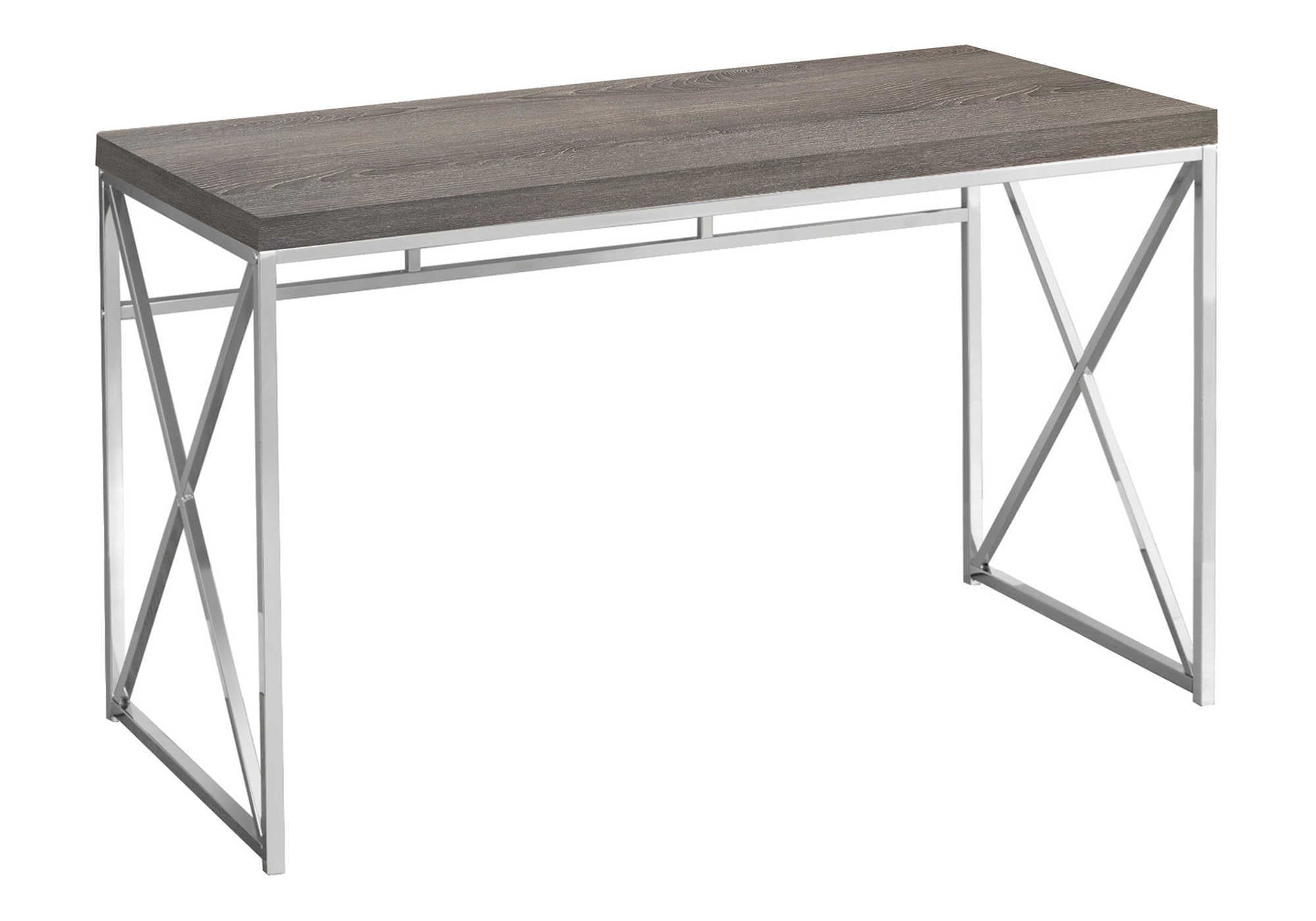 COMPUTER DESK - 48""L / DARK TAUPE / CHROME METAL