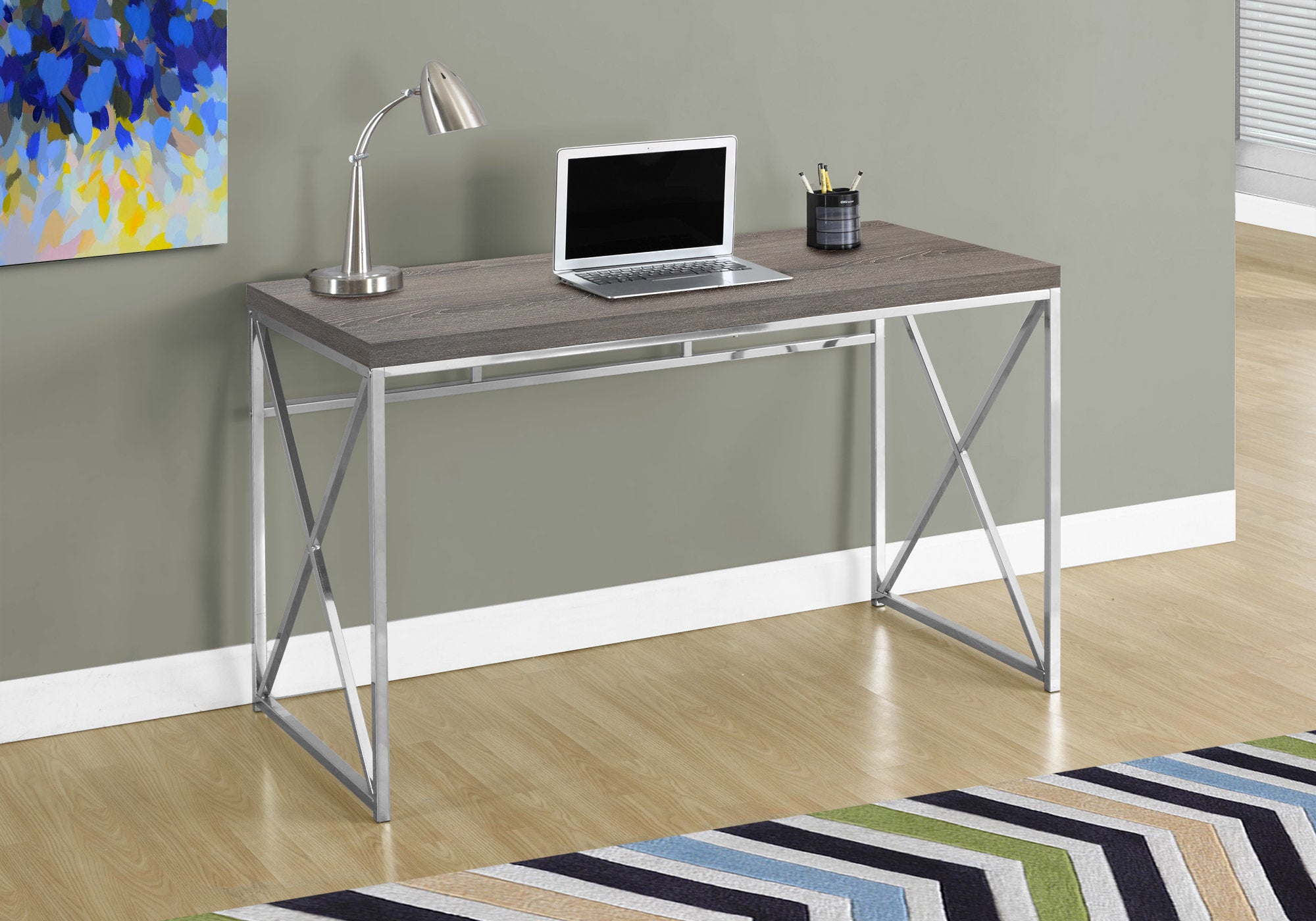 COMPUTER DESK - 48""L / DARK TAUPE / CHROME METAL