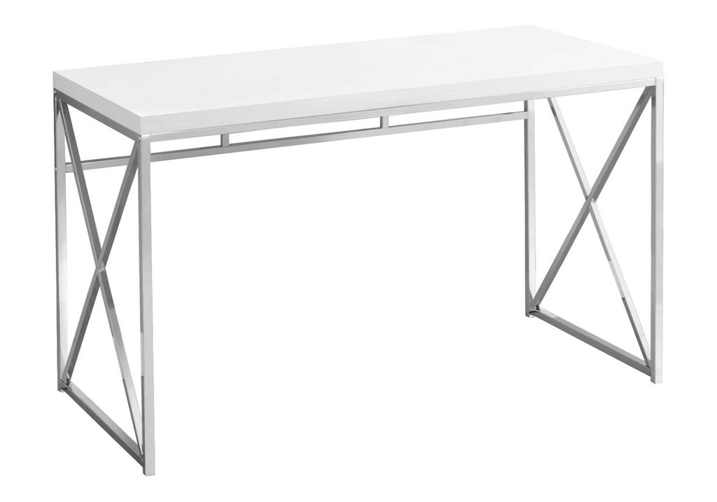 COMPUTER DESK - 48""L / GLOSSY WHITE / CHROME METAL