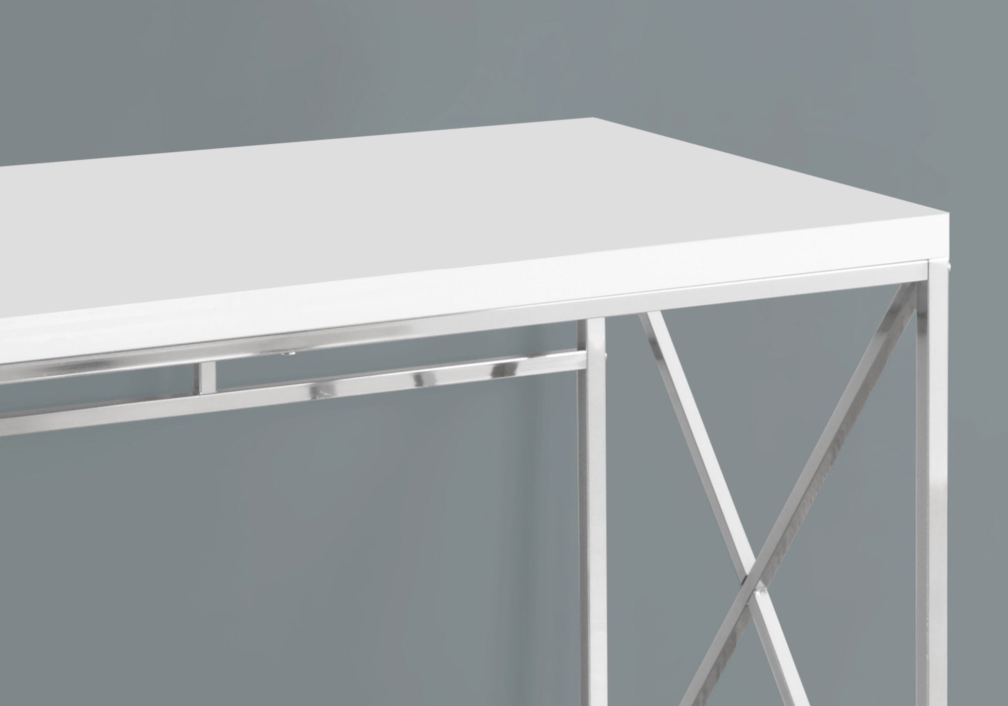 COMPUTER DESK - 48""L / GLOSSY WHITE / CHROME METAL
