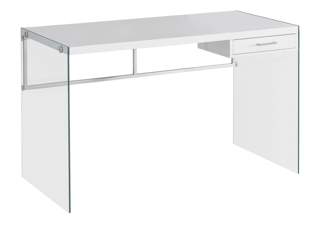 COMPUTER DESK - 48""L / GLOSSY WHITE / TEMPERED GLASS