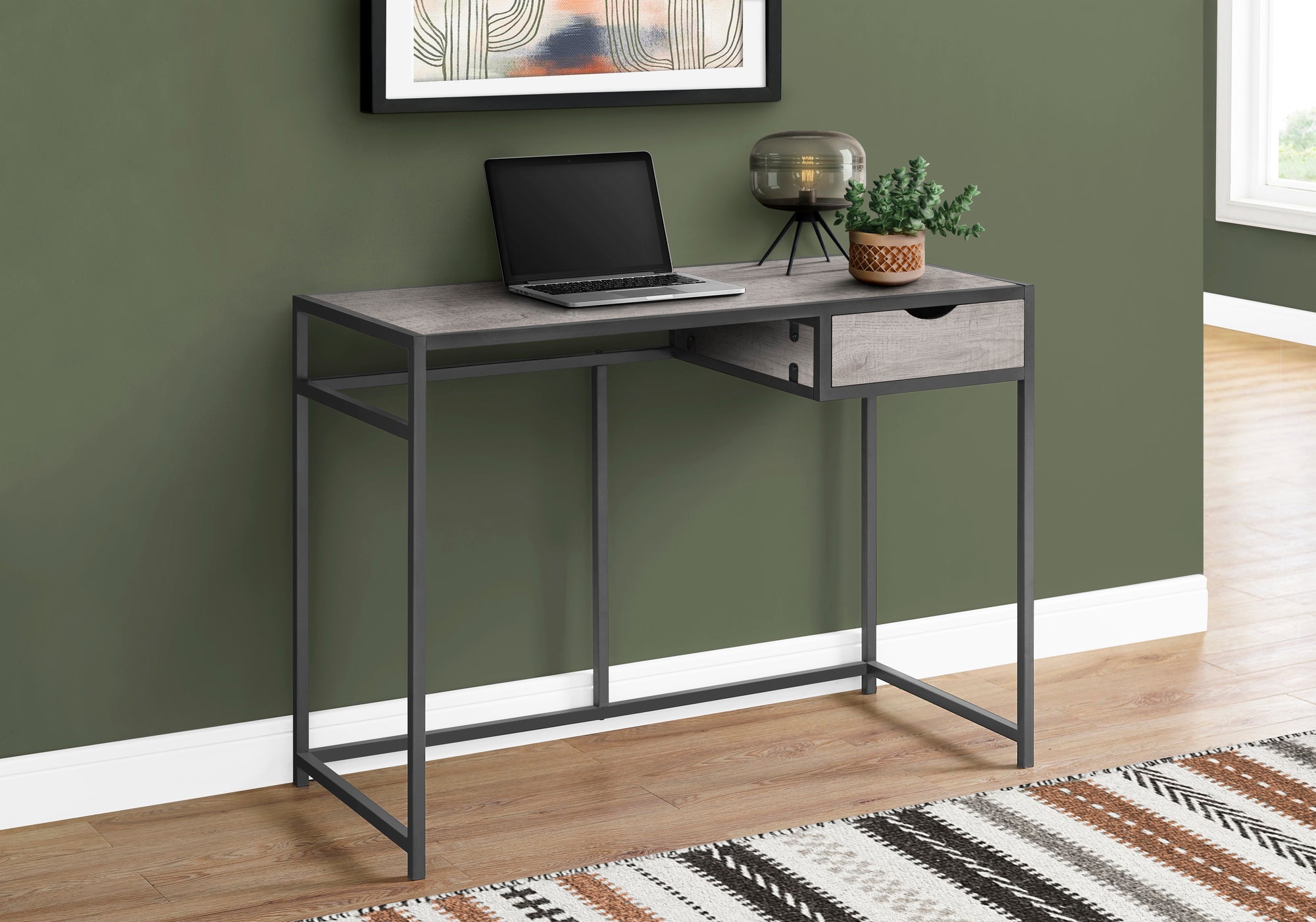 COMPUTER DESK - 42""L / GREY / DARK GREY METAL