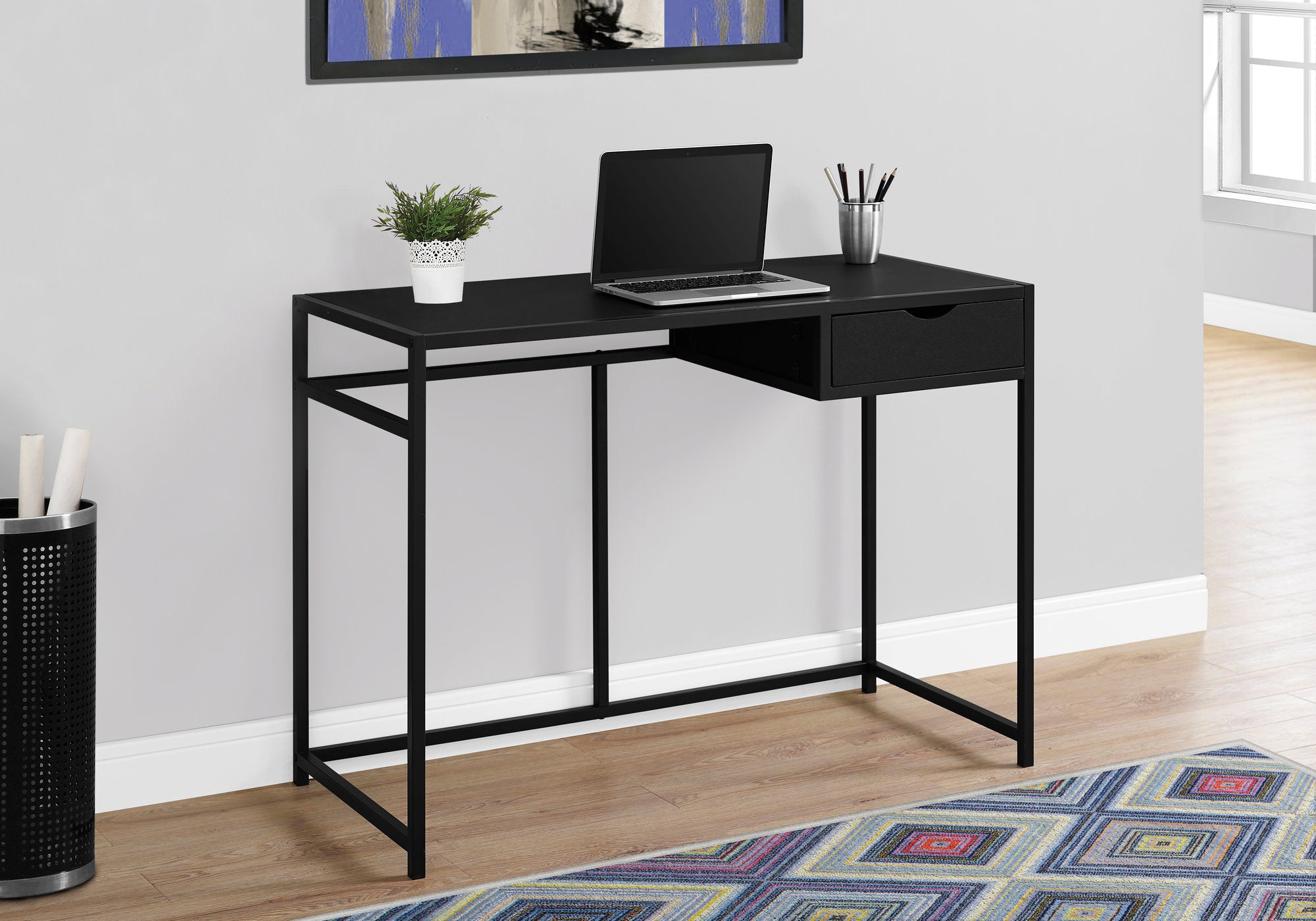 COMPUTER DESK - 42""L / BLACK / BLACK METAL