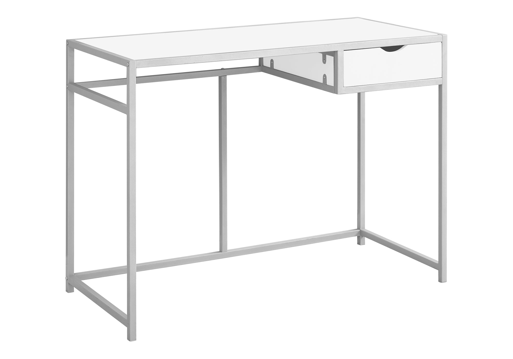 COMPUTER DESK - 42""L / WHITE / SILVER METAL