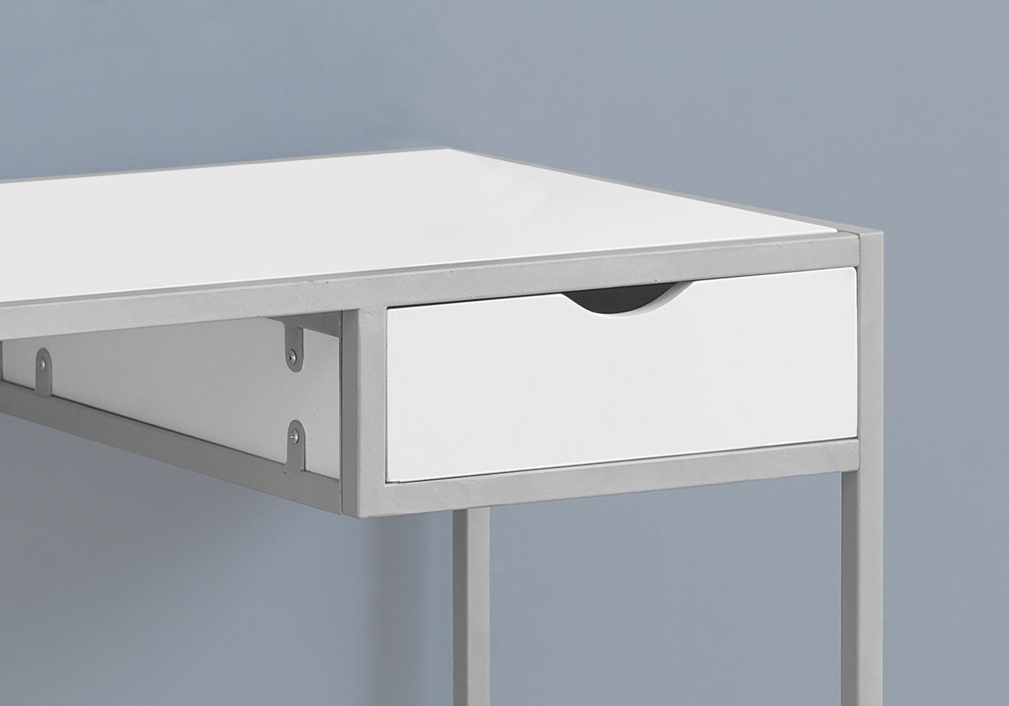 COMPUTER DESK - 42""L / WHITE / SILVER METAL