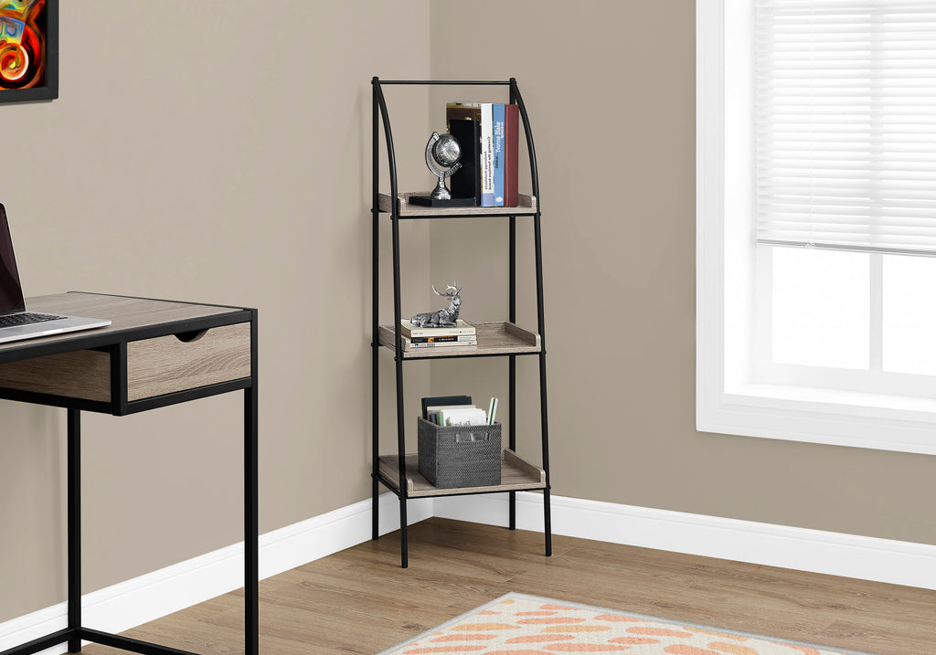 BOOKCASE - 48""H / DARK TAUPE / BLACK METAL