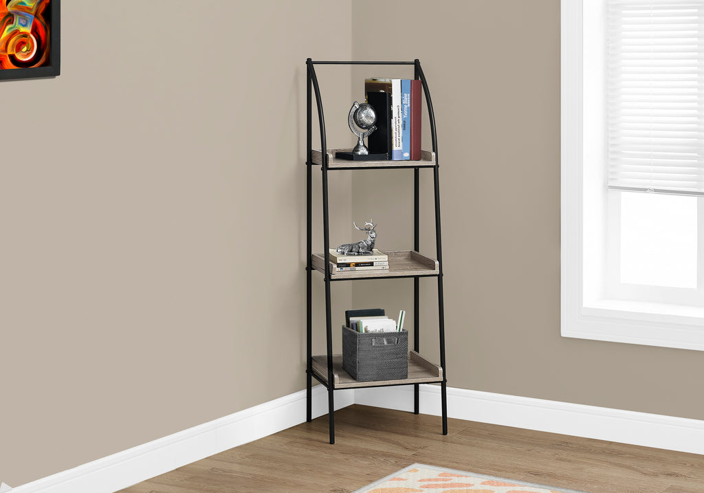 BOOKCASE - 48""H / DARK TAUPE / BLACK METAL