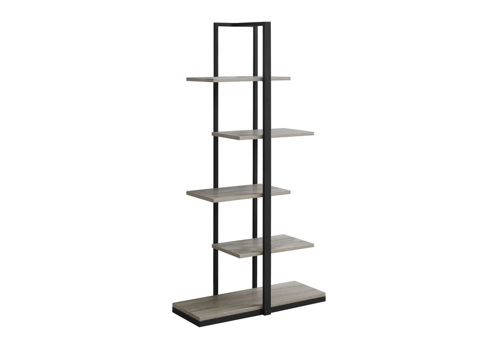 BOOKCASE - 60""H / DARK TAUPE / BLACK METAL