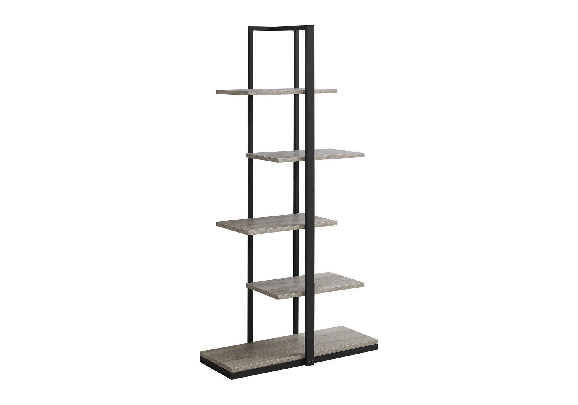 BOOKCASE - 60""H / DARK TAUPE / BLACK METAL