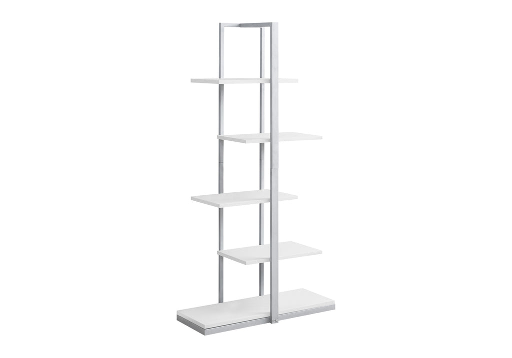 BOOKCASE - 60""H / WHITE / SILVER METAL