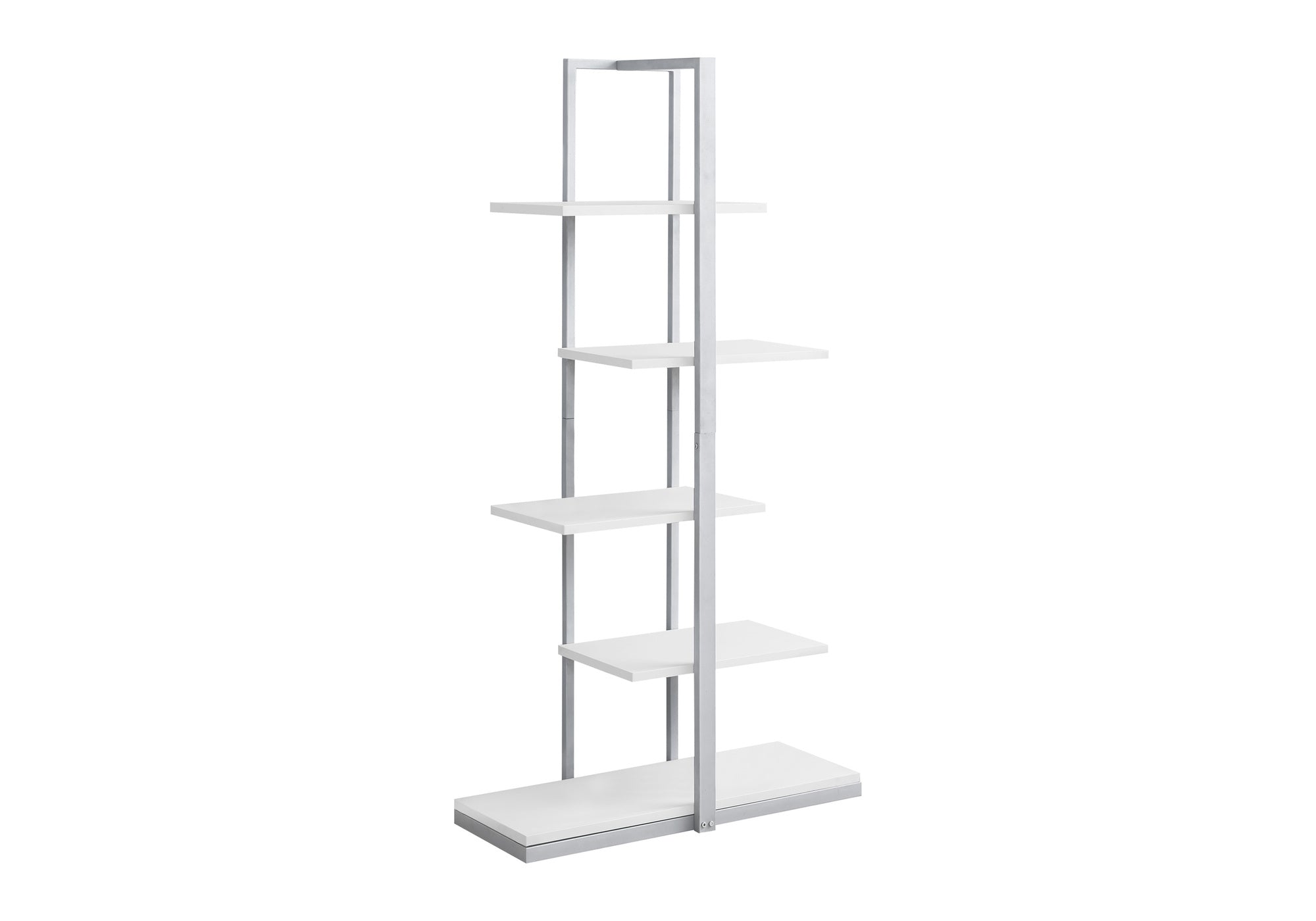 BOOKCASE - 60""H / WHITE / SILVER METAL