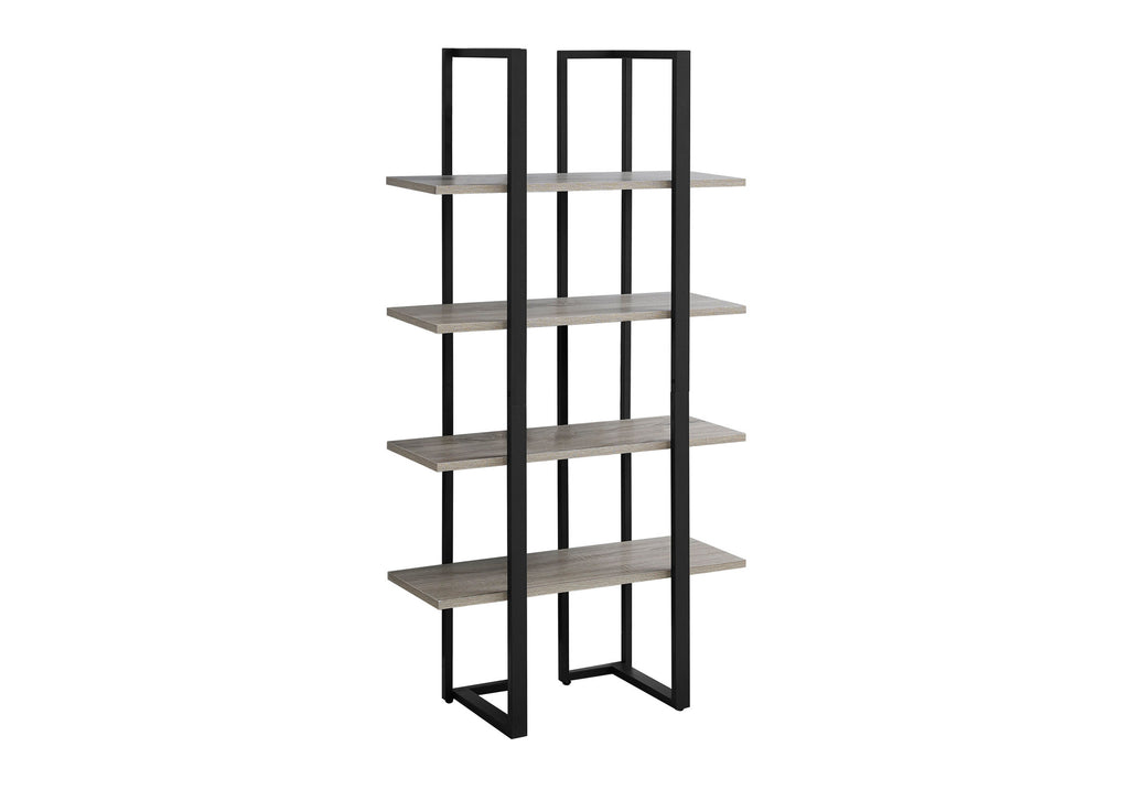 BOOKCASE - 60""H / DARK TAUPE / BLACK METAL